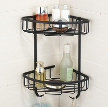 2016  Bathroom Accessories, Dual Tier Brass Material Black Finish Shower Shelf Corner&Shower Basket/ Fashion Strong Shelf 2024 - buy cheap