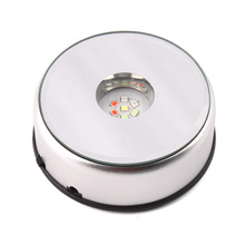Led colorido base luminosa luz laser rotativo cristal base de exibição suporte com adaptador ac eua vidro objetos transparentes
