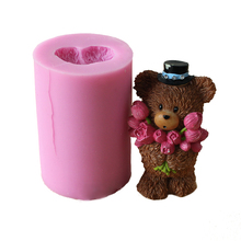 Molde de vela de sabão 3d de urso, faça você mesmo, artesanato, molde de silicone, resina, ferramenta de decoração 2024 - compre barato