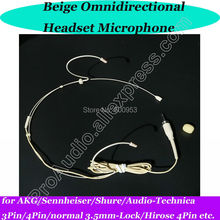 MICWL Beige Professional Headworn earhook Headset Microphone for Sennheiser AKG Shure Audio-Technica Wireless Mic Bodypack & PC 2024 - buy cheap