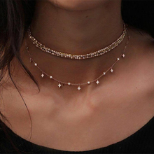 Multilayer Choker Necklace Crystal Star Bead Chain Gold Women Summer Jewelry Shine Boho Beach Clavicle Necklace Charm Gift 2019 2024 - buy cheap