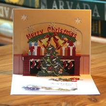 2018 новый год 3D лазерная резка ручной работы цветная печать Счастливого Рождества Благословение открытки Бумажные приглашения Поздравительные открытки подарок 2024 - купить недорого