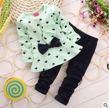 2-5Y 2020 Princess Kids Baby Girls Clothing Sets Casual Bow T shirt Leggings Pants Suits Love Heart Printed Children Clothes Set 2024 - buy cheap