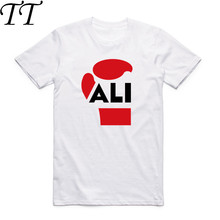 2019 Мужская модная футболка с принтом глины Мухаммеда Али, с круглым вырезом и коротким рукавом, Harajuku MMA, уличная одежда для фитнеса, белая футболка 2024 - купить недорого