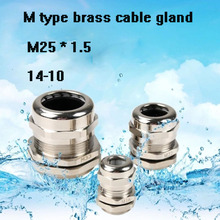 1piece M25*1.5 Nickel Brass Metal IP68 Waterproof Cable Glands Connector Wire Glands for 10-14mm cable free shipping 2024 - buy cheap