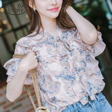 Bow Floral  Stand Flare Sleeve Off Shoulder Top Fashion Women Blouse and Tops 2021 Ladies Tops Chiffon Blouse Shirts  2996 50 2024 - buy cheap