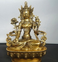 Xd 00215 тибетская статуя Будды белого тары Кван-Инь из чистой латуни 2024 - купить недорого
