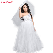 POSH DREAM-vestidos de tutú para bebé, niña, flor blanca, fiesta de boda, vestidos de tutú, disfraz de cumpleaños 2024 - compra barato