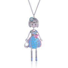 Girl Necklace Pendant Enamel Beautiful Dress Handbag Cute Little Girl Doll Pendant Long Chain Necklace For Women Girl Necklace 2024 - buy cheap
