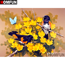 Homfun kit de bordado e bordado em diamante "flor e pássaro", faça você mesmo, pintura de diamante, ponto cruz, decoração de casa, presente a07675 2024 - compre barato