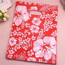 New Design Wholesale 100pcs/lot 25*35cm Red Luxury Fashion Flower Packaging Bags with Handles Plastic Wedding Gift Bags 2024 - buy cheap