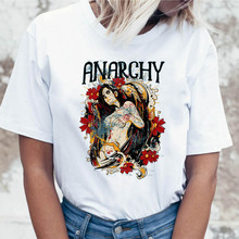 Camiseta feminina anarchy, para harajuku, mulheres, roupa feminina, top gráfico, camiseta engraçada, coreana, 2019 2024 - compre barato