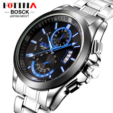 FOTINA Top Brand BOSCK Casual Business Watch Men Stainless Steel Water Resistant Quartz Clock Auto Day Date Watches Montre Homme 2024 - buy cheap