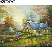 DIAPAI Алмазная картина "цветок дом вид" вышивка крестом на заказ фото алмаз, вышивка квадратными круглыми настенный Декор для дома A26606 2024 - купить недорого