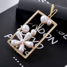 HOT Fashion Women Pearl Hair Clip Snap Hair Barrette Heart Geometric Hairpin Hair Styling Accessories For Girls Drop ship 2024 - buy cheap