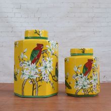 Tao Caicai painted pastel porcelain ceramic pot European tea yellow flower ornaments Home Furnishing porcelain jar 2024 - buy cheap