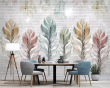 Beibehang Custom wallpaper mural Nordic hand-painted colored feathers modern minimalist TV background wall 3d wallpaper tapety 2024 - buy cheap