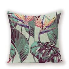 Funda de almohada con estampado Tropical, cubierta de lino para cojines de decoración del hogar, selva Tropical, Verde 2024 - compra barato