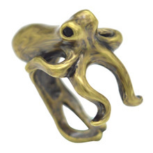 Kinitial 1 шт. античное бронзовое модное кольцо осьминог, открытое Винтажное кольцо с морским животным регулируемого размера, идея для подарка кольцо с животным 2024 - купить недорого