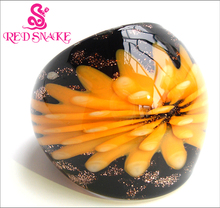 RED SNAKE Fashion Ring Handmade orange yellow Coral flower Murano Glass Rings 2024 - buy cheap
