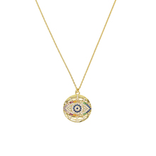 Dropshipping gold color turkish evil eye charm pendant necklace for girl paved tiny gorgeous rainbow CZ chic women jewelry gifts 2024 - buy cheap
