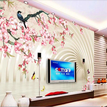 Decorative Wallpaper Peach Blossom 3D TV Background Wall Painting 2024 - buy cheap