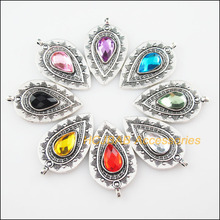 Fashion 8Pcs Tibetan Silver Color Teardrop Mixed Acrylic Charms Pendant 20.5x35mm 2024 - buy cheap