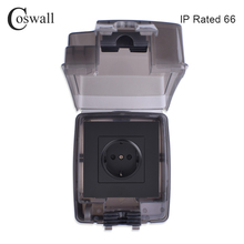 Coswall-caixa de moldagem integrada ip66, à prova d'água, caixa externa com soquete de parede, 16a, padrão eu, instalação externa 2024 - compre barato