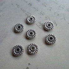 100 unids/lote al por mayor cuentas de plata tibetanas espaciador 6mm rueda redonda hecha a mano Septum abalorios para pulseras pendientes DIY joyería 2024 - compra barato