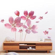 78*120cm Romantic Pink Flower PVC Wall Sticker Living Room Bedroom Home Decoration Adhesive Poster Wallpaper 2024 - buy cheap