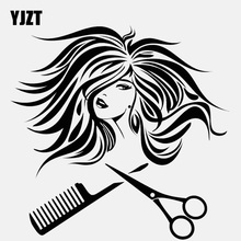 Yjzt 15.3cm * 15cm mulher beleza cabeleireiro cabelo salonvinyl preto/prata carro adesivo C22-0201 2024 - compre barato
