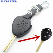 FLYBETTER Genuine Leather 3Button Key Case Cover For Toyota Prado/Mark/Corolla/Camry/Reiz/Crown Car Styling  L2097 2024 - buy cheap