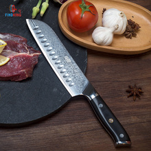 Findking facas de damasco real, faca de chef santoku g10 com cabo super afiado e de aço inoxidável 67 camadas 2024 - compre barato