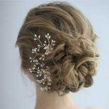 Jonnafe-Horquillas para el pelo de boda hechas a mano, adorno de hoja dorada, horquilla nupcial, accesorios, tocado 2024 - compra barato