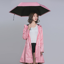 Casaco longo de chuva feminino, poncho à prova d'água para uso externo, jaqueta para mulheres, com revestimento preto 2024 - compre barato
