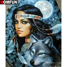 HOMFUN Full Square/Round Drill 5D DIY Diamond Painting "Beautiful wolf" 3D Diamond Embroidery Cross Stitch Home Decor A18852 2024 - buy cheap