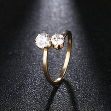 DOTIFI  316L Stainless Steel Rings For Women Double Zircon Engagement Wedding Ring Jewelry 2024 - купить недорого
