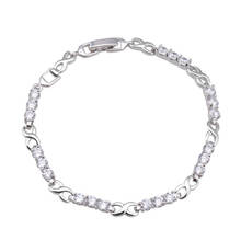 White Gold-Color Chain Bangles Bracelets For Women Bijoux Fashion CZ Cubic Zirconia Bracelet 2017 Free Shipping 5BRW-37 2024 - buy cheap