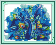 Blue peacock (1) cross stitch kit 14ct 11ct pre stamped canvas cross stitching animal lover embroidery DIY handmade needlework 2024 - buy cheap