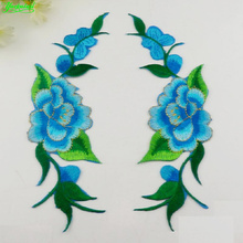 YACKALASI 10 Pairs 3D Floral Appliqued Clored Embroidered Flower Appliqued Iron On Patches Wome Dress Costume Lace Trims 21*6cm 2024 - buy cheap