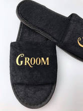 custom black wedding honeymoon bride groom spa slippers day groomsman bridesman hen night Bachelorette party favors gifts 2024 - buy cheap