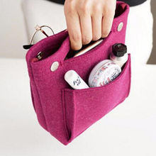 Mini bolsa de fieltro para cosméticos, organizador de maquillaje, bolsillo de almacenamiento de viaje con cremallera, bolso de mano, accesorios de equipaje, bolsa de datos 2024 - compra barato