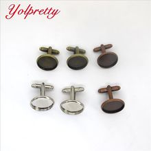 Yolprtty 3pcs/ lot 16mm, Bright Silver Plated Copper Cufflink Base Cuff Link Settings Cabochon Cameo Base 2024 - buy cheap