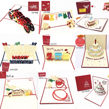 1 pcs 3D Pop UP Cartão Cartão de Feliz Aniversário para Crianças Menina Cartões Postais Do Bolo de Aniversário Cartão de Presente com Envelope decoração do partido 2024 - compre barato