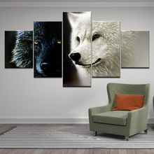 Lienzo HD de 5 piezas para decoración del hogar, lienzo de pintura de animales, Lobo, maderas, de pared, póster para sala de estar, envío directo 2024 - compra barato