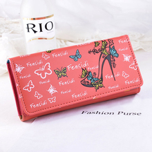 Billeteras de piel sintética para mujer, carteras a la moda en 6 colores, monedero largo de piel sintética con diseño de flores, Burse 2024 - compra barato