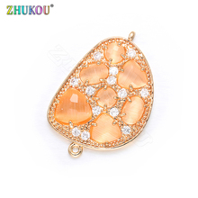 ZHUKOU 2019 21x31mm DIY earring Jewelry Accessories with stone VD383 pink/red/orange/yellow women handmade Jewelry Connectors 2024 - buy cheap