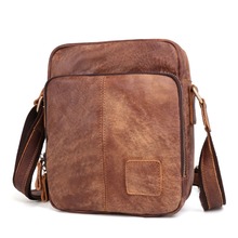 Vintage Genuine Leather Men Shoulder Bag Crossbody Bag First Layer of Leather male Bag mini Ipad Leather Bags 2024 - buy cheap