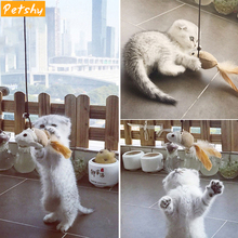 Petshy Pet Cat Toy Newly Design Mouse Fish Ball Cats Toy Wood Cat Catcher Teaser Stick Pets Play Interactive Toys for Cats 2024 - buy cheap