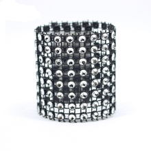 10 anillos de servilletas de plata y negro unids/lote hechos a mano con diamante de imitación, anillo de plástico para servilletas, decoración de mesa de comedor de Hotel de boda 2024 - compra barato